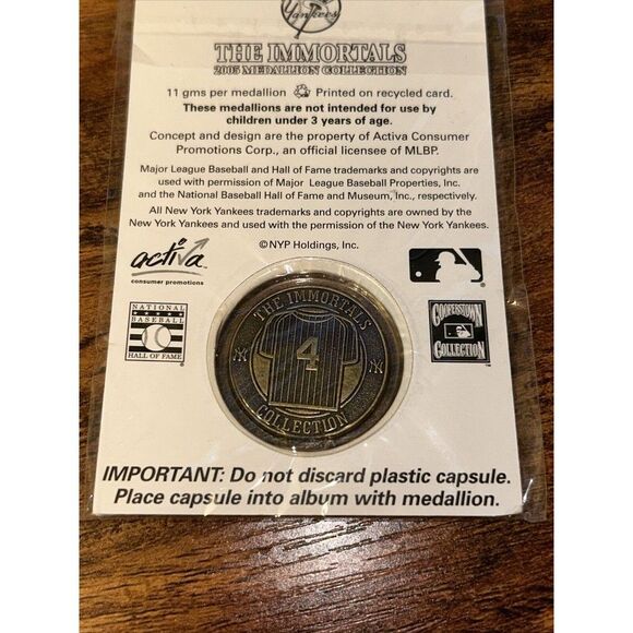 Lou Gehrig New York Yankees 2005 NY Post Medallion Coin The Immortals NEW+SEALED - Picture 6 of 6